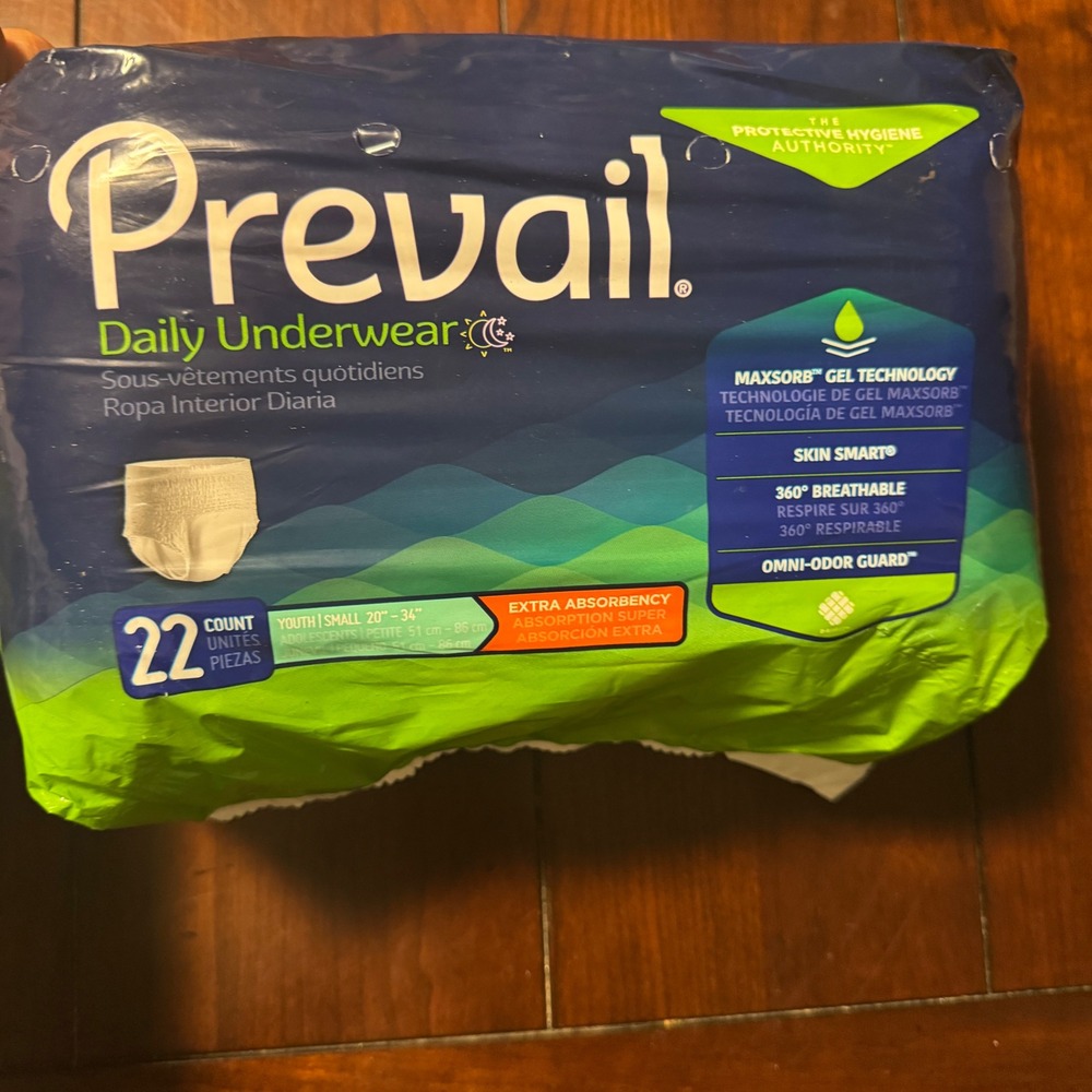 Prevail‎ Daily Underwear Youth Small 20-34" 22 Count Extra Absorbency NEW